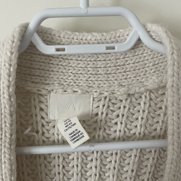 H&M Cream Chunky Ribbed Open Cardigan - Picture 3 of 4